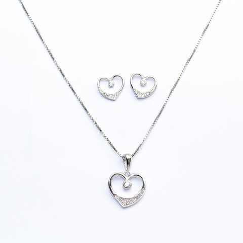 Conjunto corazones plata925